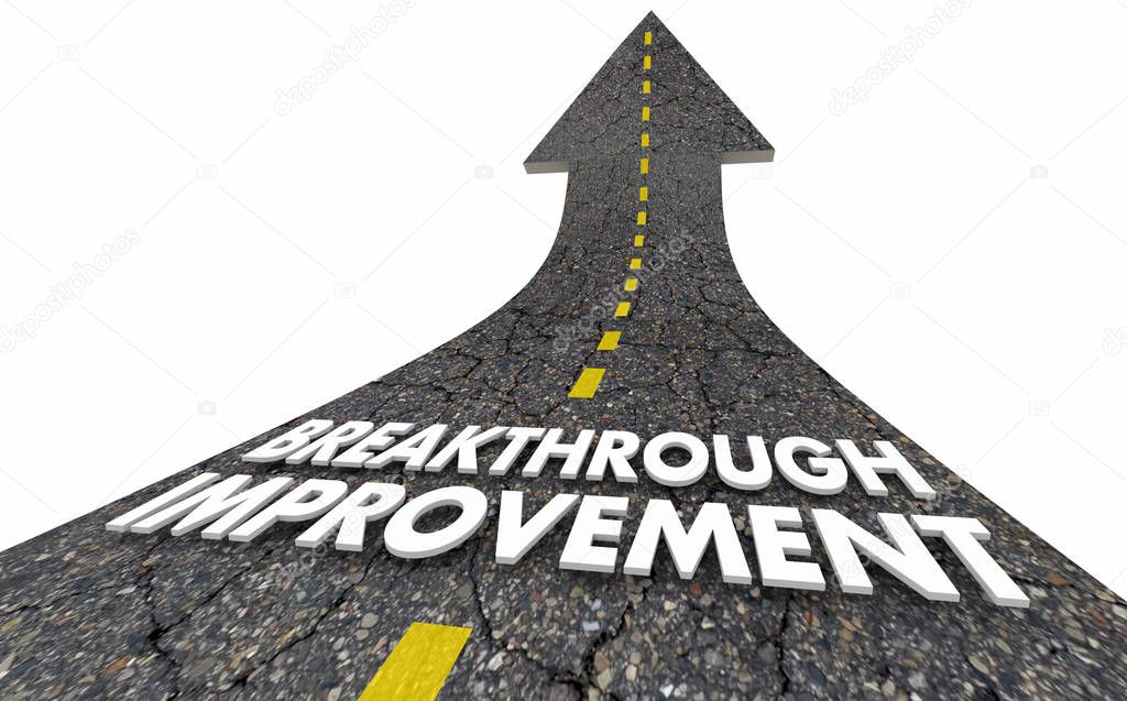 Breakthrough Improvement Continuous Improving Process Road Words 3d Illustration