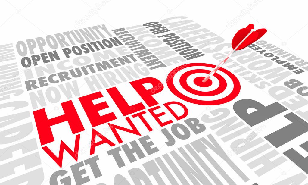 Help Wanted Now Hiring Apply Here New Job Career Arrow Target 3d Animation