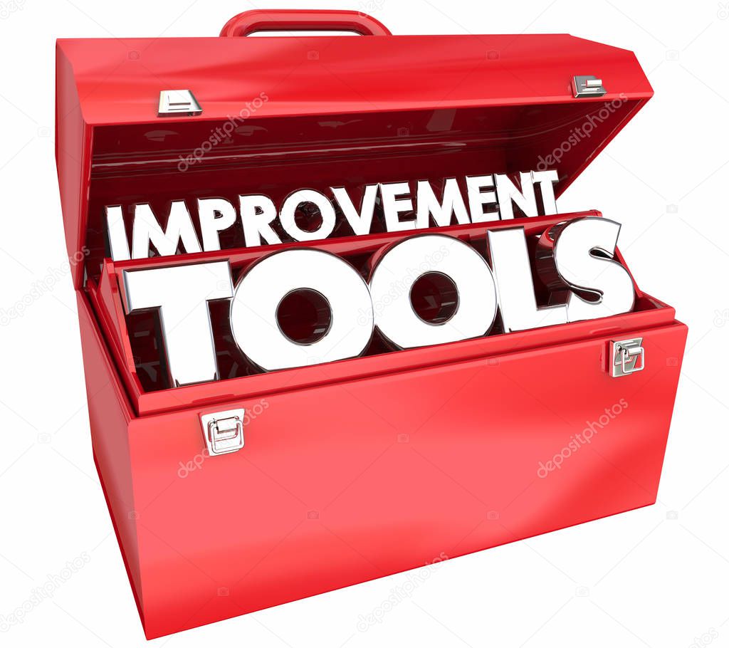Improvement Tools Continuous Self Help Toolbox Words 3d Illustration