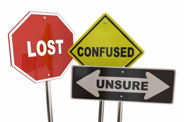 Lost Confused Unsure Uncertainty Road Signs 3d Illustration