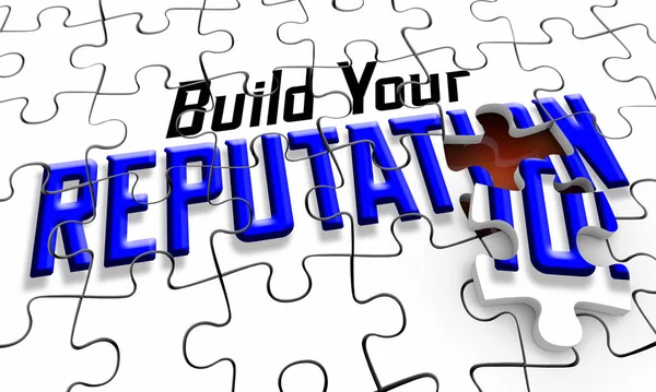 Build Your Reputation Respect Renown Puzzle Pieces 3d Illustration — Stock Photo, Image