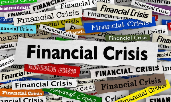 Financial Crisis Newspaper Headlines Bad Economy 3d Illustration — ストック写真