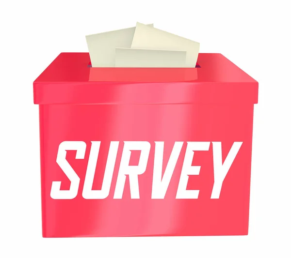 Survey Opinion Poll Answer Collection Box Cards in Slot 3d Illustration — Stok fotoğraf