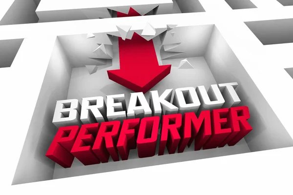 Breakout Performer Surprise Great Job Done Maze Breakthrough 3d Illustration — Stock Photo, Image