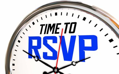 RsVP Yanıt Rezervasyonuna Katılma Zamanı Olay Saati 3d Resimlemesi