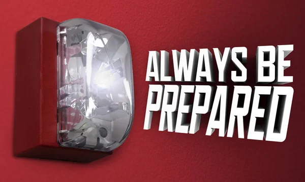 Soyez toujours prêt Exercice d'entraînement d'urgence en cas d'alarme incendie Illustration 3d — Photo