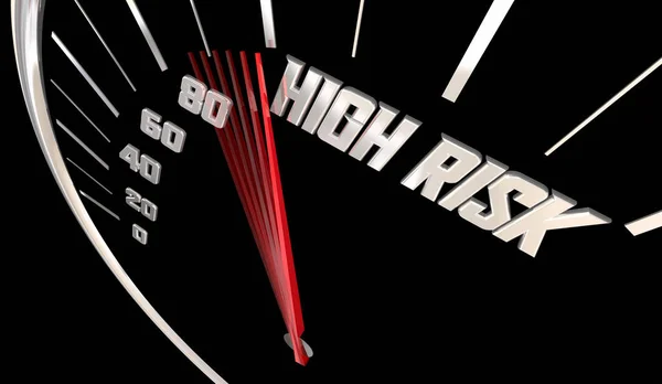 High Risk Warning Danger Sign Level Gauge Speedometer 3d Illustration — Stock Photo, Image