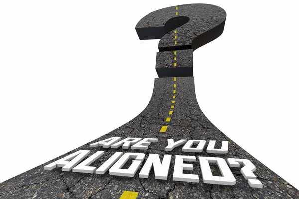 Are You Aligned Words Road Alignment Same Direction 3d Illustration — 스톡 사진