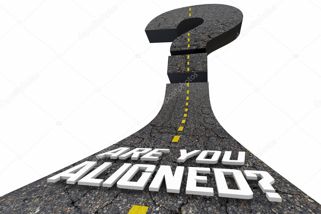 Are You Aligned Words Road Alignment Same Direction 3d Illustration