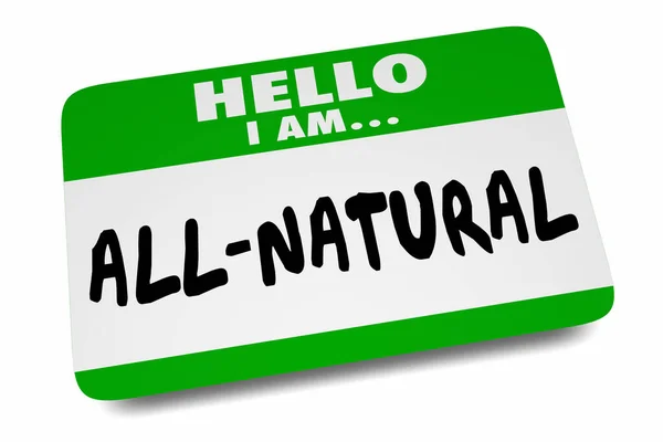 All Natural Organic Ingrediënten Gezonde Hallo Naam Tag Illustratie — Stockfoto