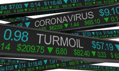Coronavirus Borsa Krizi COVID-19 Salgın 3d İllüstrasyonu