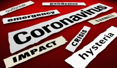 Coronavirus Haber Başlıkları: COVID-19 Salgın 3 boyutlu İllüstrasyon