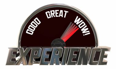 Experience Level Rating Good Great Wow Speedometer 3d Illustration clipart