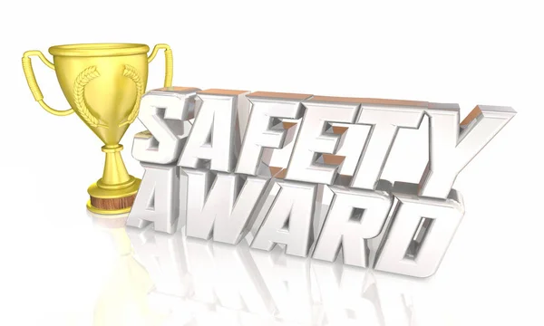 Safety Award Prize Trophy Winner Most Safe Recognition Animation — Stock Photo, Image