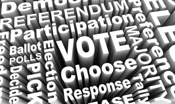 Wählen Wählen Wählen Entscheiden Partizipieren Demokratie Word Collage Illustration — Stockfoto