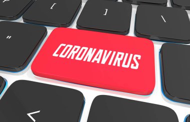 Coronavirus COVID-19 Bilgisayar Klavye Salgını 3d İllüstrasyon