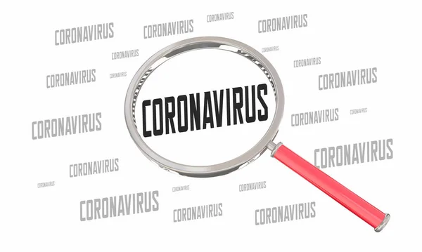 Coronavirus Covid Lupa Buscar Respuestas Brote Pandemia Ilustración — Foto de Stock