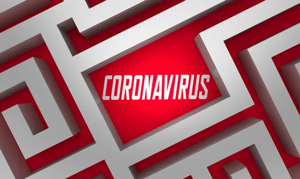 Coronavirus Maze Trap Lost Infected Covid Outbreak Panprevalence Illustration — 图库照片