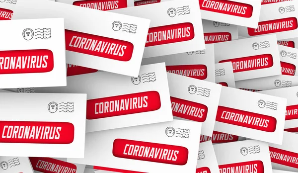 Coronavirus Envelopes Informações Correio Covid Surto Pandemia Ilustração — Fotografia de Stock