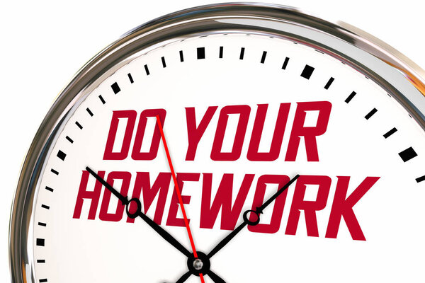 Do Your Homework Clock Time Deadline Research Prepare Assignment 3d Illustration