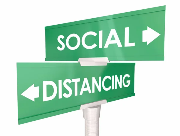 Social Distancing Izolacja Kwarantanny Dwukierunkowe Znaki Drogowe Ilustracja — Zdjęcie stockowe