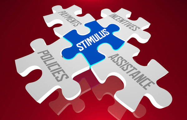 Stimulus Package Payments Policies Incentives Assistance Puzzle 3d Illustration