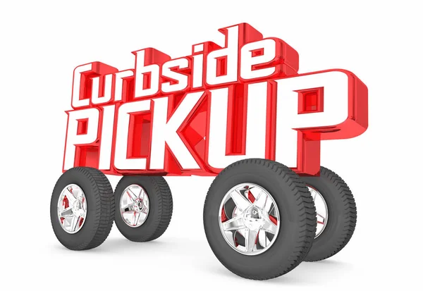 Curbside Pickup Store Delivery Order Service Car Words 3Dイラスト — ストック写真