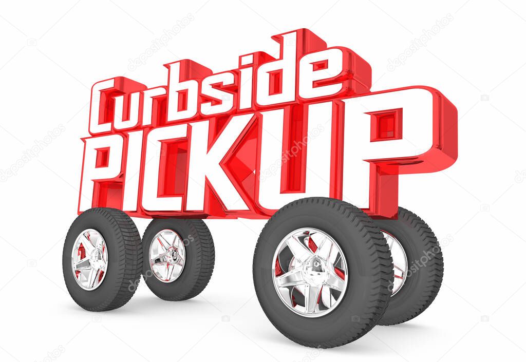 Curbside Pickup Store Delivery Order Service Car Words 3d Illustration