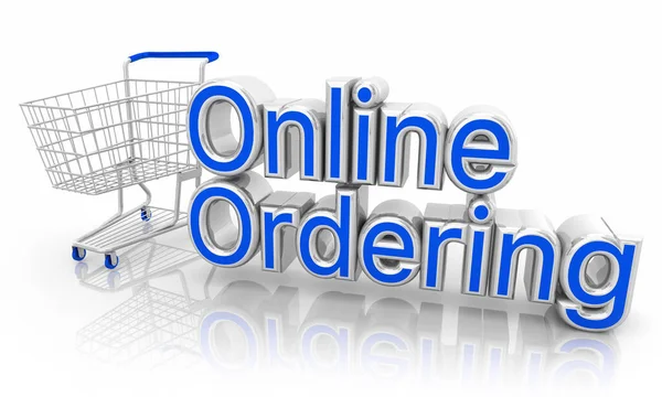 Online Bestellen Digitale Website Internet Winkelwagen Woorden Illustratie — Stockfoto