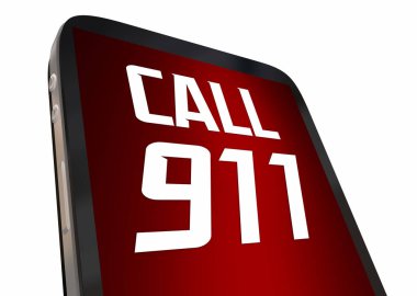 911 'i ara Cep Telefonu Acil Kriz Yardım 3D İllüstrasyon