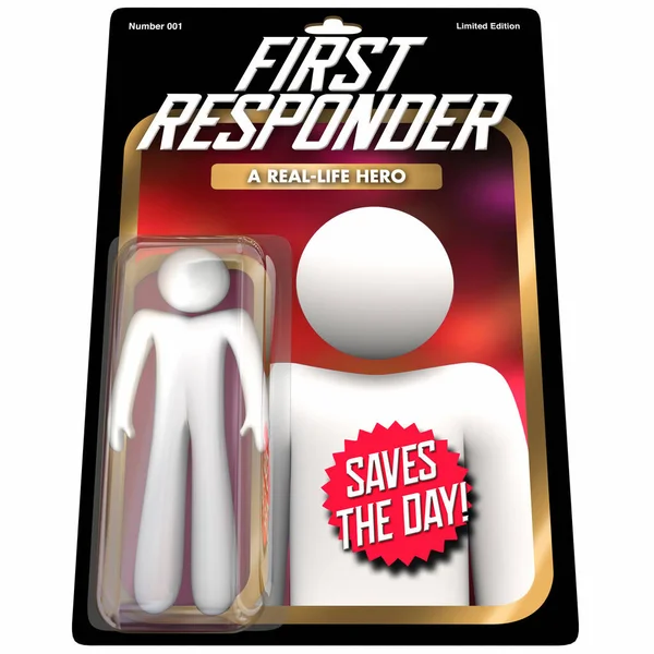 第一反应人员紧急救援人员警察消防医疗辅助人员行动图3D — 图库照片