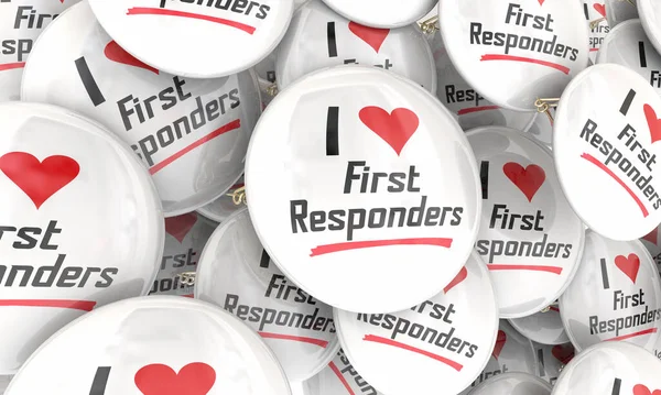 Love First Responders Buttons Pins Emergency Workers Police Fire Paramedics — Stock Photo, Image