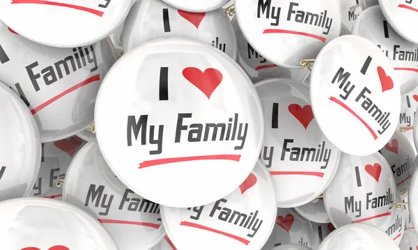 Ich Liebe Meine Familie Buttons Pins Zeigen Stolz Auf Verwandte — Stockfoto