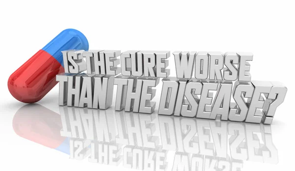 Cure Worse Disease Question Words Pill Capsule Illustration — Stock Photo, Image