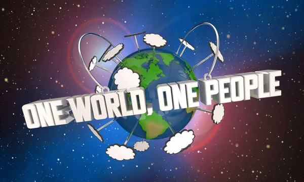 One World One People Глобальне Співтовариство Громадянство Мир Спільна Ілюстрація — стокове фото