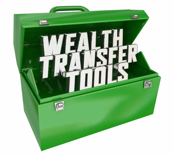 Rijkdom Transfer Tools Personal Finance Toolbox Woorden Illustratie — Stockfoto