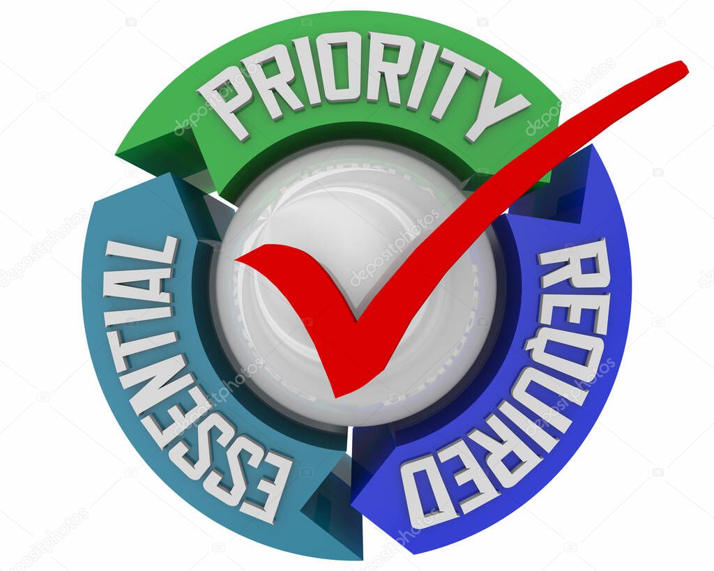 Priority Essential Required Needs Necessities Check Mark 3d Illustration