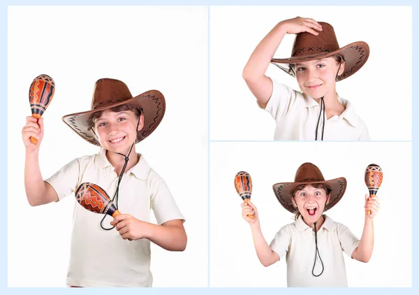 marakas ile şapkalı kız