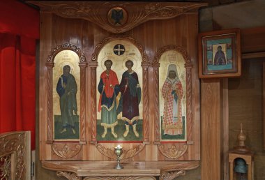 Cosmas ve Damian Ortodoks ikonostasisin, kutsal şehit