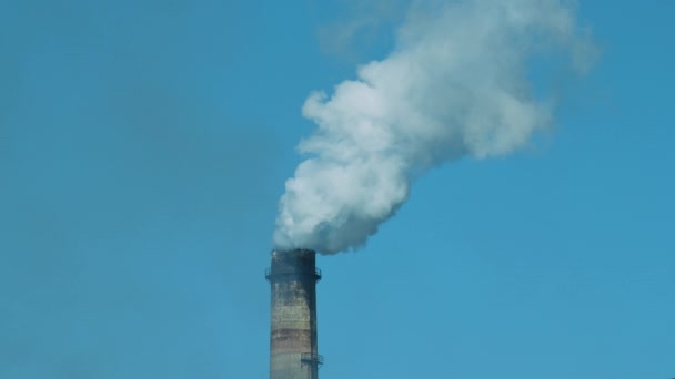 空に対して市内の喫煙工場煙突 — ストック動画