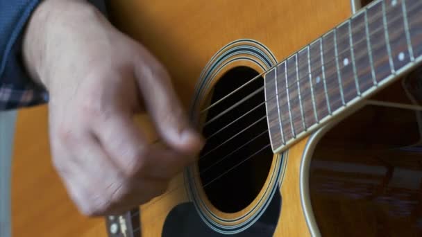 Jouer Guitare Acoustique Gros Plan — Video