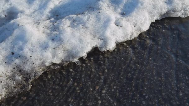 Agua Nieve Derretida Corre Largo Del Camino — Vídeos de Stock