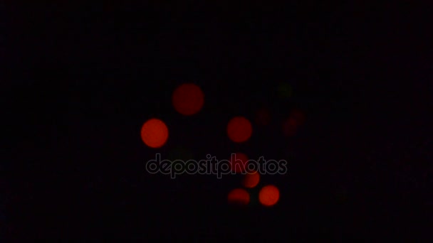 Niewyraźnym Tłem Migające Światła Streszczenie Niewyraźne Migający Garland Rozświetloną Panoramę — Wideo stockowe