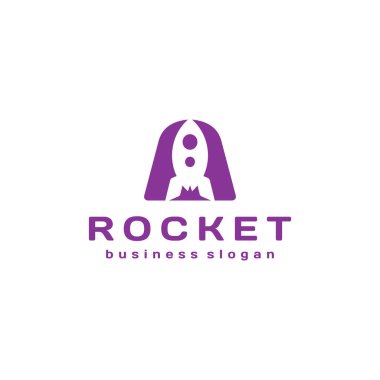 Mektup roket Logo tasarım şablonu. Yaratıcı şirket start-up logosu