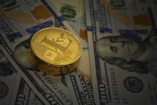 Golden Litecoins Crypto Currency New Virtual Money Dollars Money — Stock Photo, Image