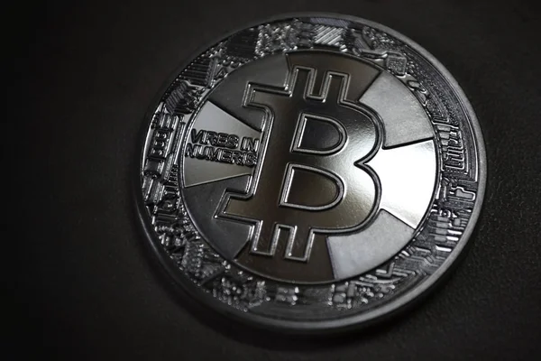 Silber Bitcoin Bitcoin Kryptowährung Bitcoin Btc Bit Coin Macro Schuss — Stockfoto