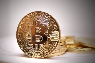 Bitcoin Cryptocurrency altın Coins.Virtual para birimi. Kripto para birimi. Yeni sanal para.