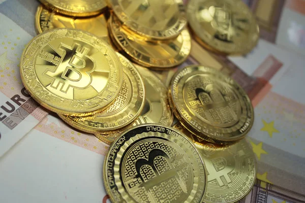 Bitcoin Blockchain Cryptocurrency New Virtual Money Mining Conceito Negociação — Fotografia de Stock