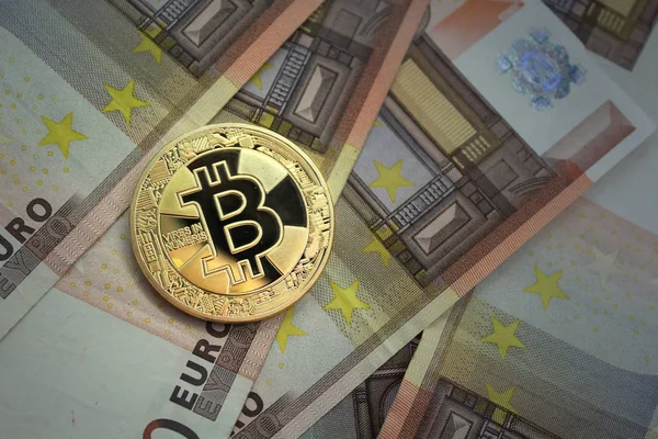 Bitcoin Coin Les Billets Billets Bitcoin Crypto Monnaie Sur Les — Photo