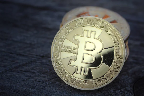 Bitcoins Virtual Money Cryptocurrency Conceptual Εικόνα Για Την Παγκόσμια Κρυπτονόμισμα — Φωτογραφία Αρχείου